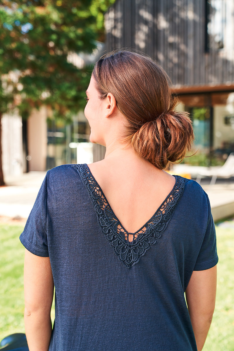 Tee-shirt lin col V Magasins Bleus