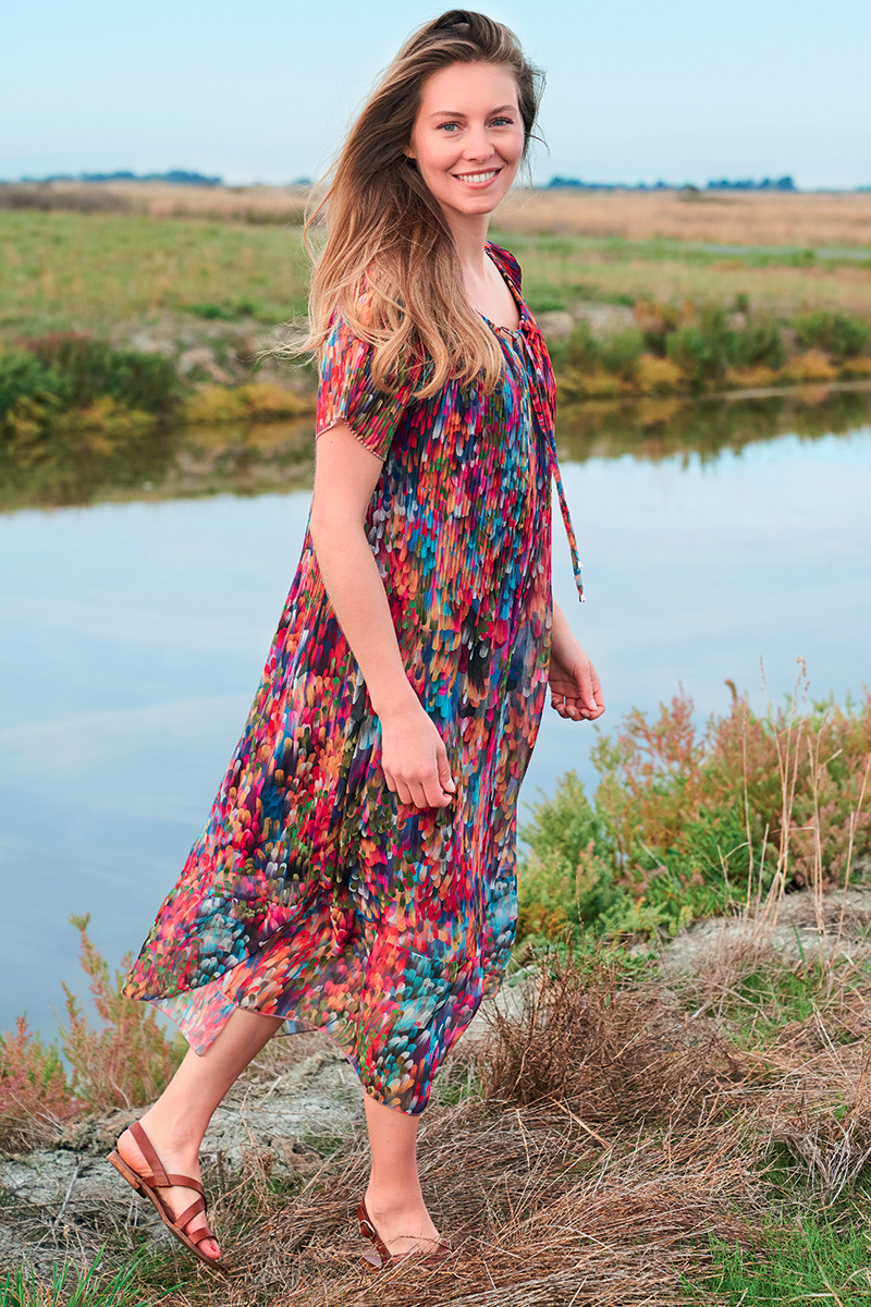 Robe longue plissée Magasins Bleus