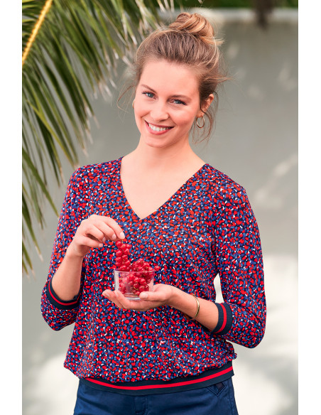 Top élastiqué imprimé Magasins Bleus