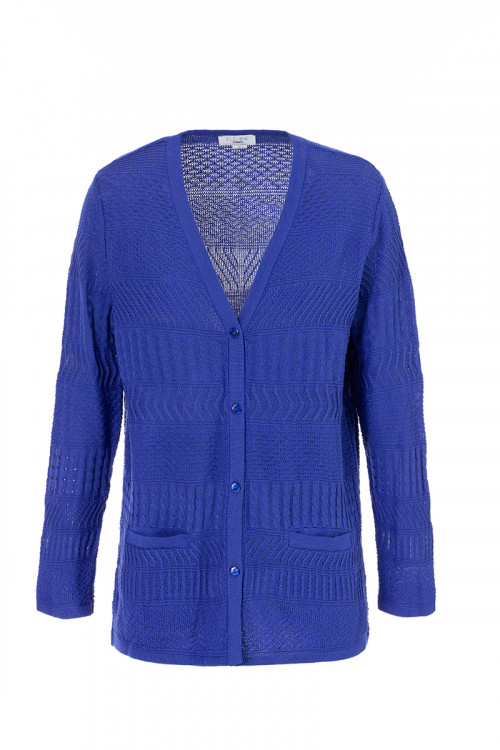 GILET COL V - MAILLE FANTAISIE - 2 POCHES - 1 Monsieur Solfin | Fabriqué en France