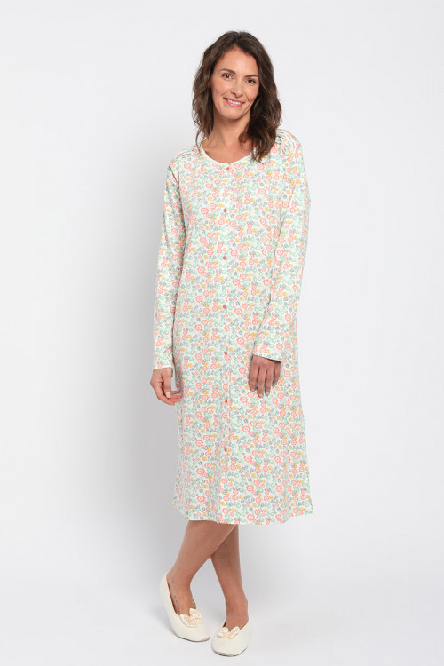 CHEMISE DE NUIT MANCHES LONGUES IMPRIMEE - 1 Monsieur Solfin | Fabriqué en France