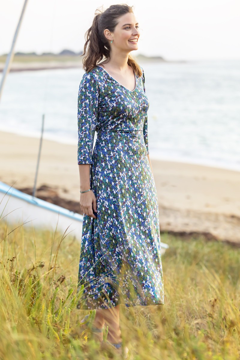 Robe longues manches 3/4 fleurie Magasins Bleus