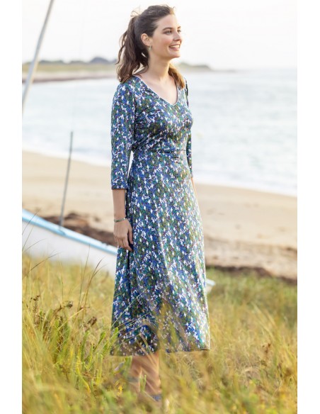 Robe longues manches 3/4 fleurie Magasins Bleus