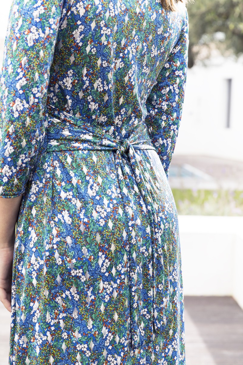 Robe longues manches 3/4 fleurie Magasins Bleus