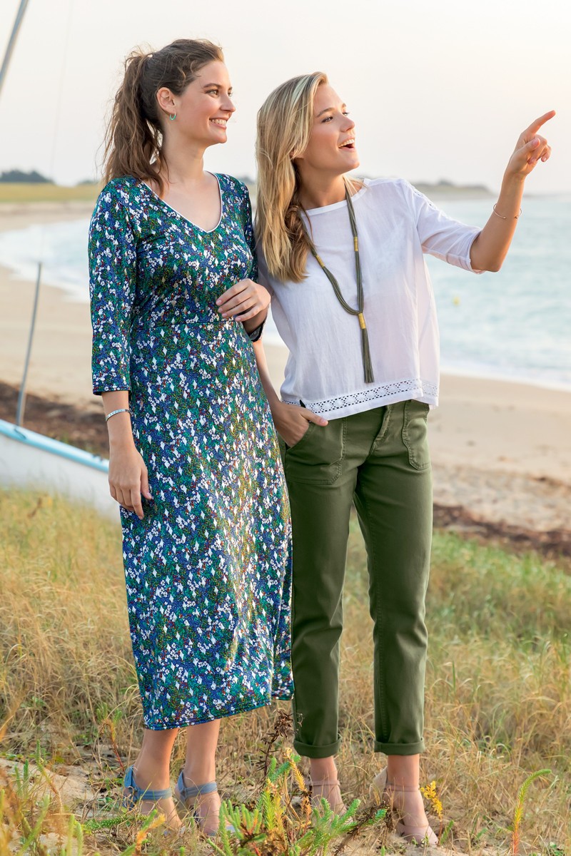 Robe longues manches 3/4 fleurie Magasins Bleus