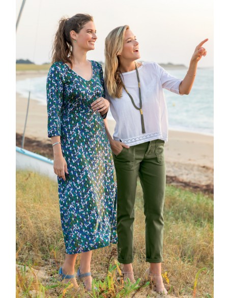 Robe longues manches 3/4 fleurie Magasins Bleus